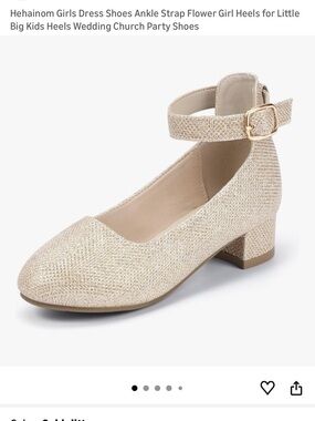 Girls Sparkle Ankle-Strap Dress Heels - Champagne